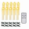 10er Set flammenlose LED-Kerzen mit Clips und Fernbedienung für Weihnachtsbaum-Deko - Warmweiß 10 Kerzen + Fernbedienung