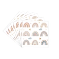 Detail view of fan-shaped bohemian rainbow stickers with soft earthy tones and star patterns - Napkins