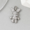Ciondolo a forma di coniglio in argento con zirconi e dettaglio di perle bianche - Coniglio Perla Zircone Pavé Argento