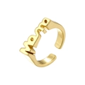 Close-up of gold MAMA letter open ring with adjustable geometric design details - VJ642 MAMA Letter / Gold