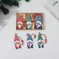 Set of 6 handcrafted colorful wooden forest gnome ornaments with jute strings for Christmas tree - 9PCS Wooden Ornaments HB1582-B