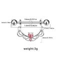 Edelstahl Brustwarzenpiercing Herzform Rosa mit detaillierten Größenmaßen in Millimetern - Rosa Krone U-Form