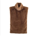 Gilet sans manches en fausse fourrure marron foncé à col montant pour femme - S / Camel