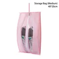 Pink portable travel shoe storage bag with zipper and transparent window 40x20cm - Zipper Style / Large 40*30cm / Pink