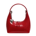 Bolso de mano en charol rojo brillante con colgante de corazón y herrajes plateados - Con Colgante de Corazón / Rojo