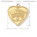 Détail du pendentif œil en cœur montrant les dimensions de 16 mm de hauteur et 14 mm - Pendentif Cœur Mauvais Œil Or