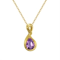 Bohemian gold chain necklace featuring an infinity symbol and purple teardrop stone - Amethyst, 14K Gold Plated, Approx. Weight 1.92g