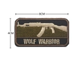 Wolf Warrior AK-47 military embroidered patch with hook and loop backing, 8x4cm size - Wolf Warrior AK Style Patch / 8x4cm