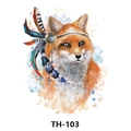 Waterproof watercolor fox tattoo sticker with ethnic feather headpiece, model TH-103 - Th-103 / 210*148mm