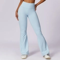 High-waisted light blue flare yoga pants with slim fit and butt-lifting design - S / Bottoms / Sky Blue