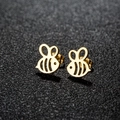 Minimalist cute golden honey bee stud earrings in stainless steel with hollow wings - 276 Gold (Bee)