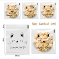 Cartoon cat 14x14cm transparent self-sealing plastic bags for cookies and snacks - Cat 3-in-1 / 14*14+3cm (100 Pieces/Pack)