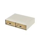 Stackable white desk organizer with double drawers and golden rippled texture panels - Milky Yellow 2-Drawer