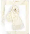 Soft white winter scarf in cashmere-feel fabric with dense fringe details - 200*70cm / Thickened Tassel Style / Cream
