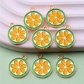 DIY yellow lemon fruit slice charms in gold alloy and enamel for jewelry making - Style 44
