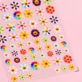 3D relief nail stickers featuring colorful sunflower designs on pink background - TS-551 Sunflower