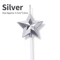 Silver star-shaped cake candle topper with subtle glitter finish, 3.7cm x 3.5cm size - 3.7cmx3.5cm / Diamond Star Candle Silver