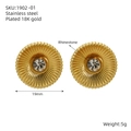 Gouden oorsteker met textuur en zirkonia gemaakt van roestvrij staal - Zirkonia Stijl (ZE1902G-01) / Goud