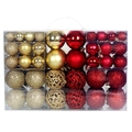 100er-Set rote und goldene Weihnachtskugeln mit verschiedenen Oberflächen für den Baum - 100 Stk (Gold/Rot)