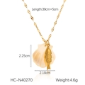 Detailed dimensions of 18K gold starfish and shell pendant necklace with size markers - Little Fish Style (HC-N40270)