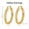 Minimalist 4cm hollow gold hoop earrings with mirror polished finish for women and men - 5*40mm (Gold)