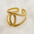 18K gold plated hollow twisted rope ring in a minimalist intertwined vintage design - One Size / Gold