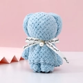 Blue bear-shaped coral fleece towel with ribbon and pearl decoration for wedding gift - Jade Green Pearl Bear