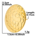 Detailed view of oval golden stainless steel stud earring with honeycomb texture and dimensions - Oval Honeycomb Texture-Gold
