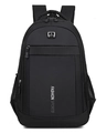 Black casual sports backpack with Fashion Sports text and breathable side mesh pockets - 8010 Black