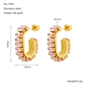 Orecchini a U in acciaio inossidabile placcato oro 18k con dettagli in zircone rosa - Rosa (1095)