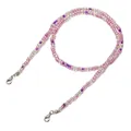 Detailed shot of colorful beaded eyeglass chain with silver metal lobster clasps - Pink Purple Transparent
