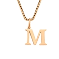 Rose gold letter M pendant necklace with classic box chain for women - Letter M-Rose Gold