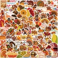 100 Thanksgiving Truthahn Aufkleber Set für DIY Deko an Laptop und Reisekoffer - Erntedankfest Truthahn