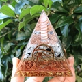 Handheld Orgone pyramid with crystal gravel, copper coil, and Eye of Horus symbol - 8cm / White Crystal Eye of Horus