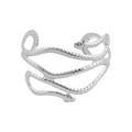 Silver multi-layer snake wrap bracelet with detailed scale texture and crystal accents - Silver Snake Scale Cuff B91