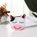 Cute cartoon cow plush coin purse with embroidery details and pink zipper closure - Cow