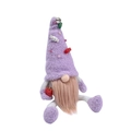 Gnomo natalizio in maglia viola con scatola regalo rossa e campanellino sul cappello - Stile Barba con Cappello Viola