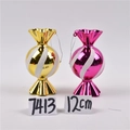 Detalle de adornos de bastón de caramelo con purpurina dorada y rosa de 12cm con cordones - Set 03 (Caramelo Dorado y Rosa Púrpura 12cm - 2 piezas)