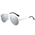 Classic silver aviator sunglasses with polarized silver mirrored lenses and metal frame - Silver Frame Silver Lens