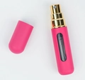 Pink refillable perfume atomizer bottle with gold nozzle and visible window - Red with Gold Sprayer