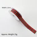 Classic 1.5cm red green gold plaid Christmas ribbon spool for DIY festive gift wrapping - 1.5cm Red And Green Checkered Pattern / Size 6