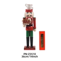 Cascanueces 36cm tema pan de jengibre con tazas de café y caja de regalo roja - Z3510/Tema de Té y Bandeja