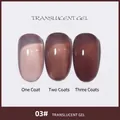 Professional shade 03 translucent jelly gel nail polish with 1, 2, and 3 coats swatches - 03# Translucent Skin Tone