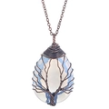 Tree of Life bronze wire-wrapped opal teardrop necklace with antique chain - Opalite Bronze
