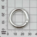 Single silver round spring clasp with polished metal finish on a measuring grid - 28mm Round Spring Ring / Bright Silver