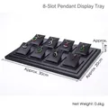 Black leather texture 8-slot jewelry pendant display tray with 30x20x4cm dimensions - 8-Slot Pendant Display Tray (Black)