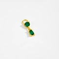 Close-up of golden S925 silver pendant featuring green round and teardrop gemstones - SSE44-Double Emerald