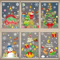Stickers de Noël pour fenêtres avec Père Noël en traîneau, rennes et flocons de neige - Ensemble de 6 (Traîneau Père Noël/Couronne/Sapin/Bonhomme de neige)
