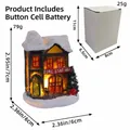 Miniature lighted resin fire station Christmas ornament with snow and battery packaging - Medium Resin House Style C (DD2-25)