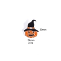 Dettaglio di una spilla smaltata zucca di Halloween con dimensioni 30mm per 24mm - M175#9 Zucca con Cappello da Mago
